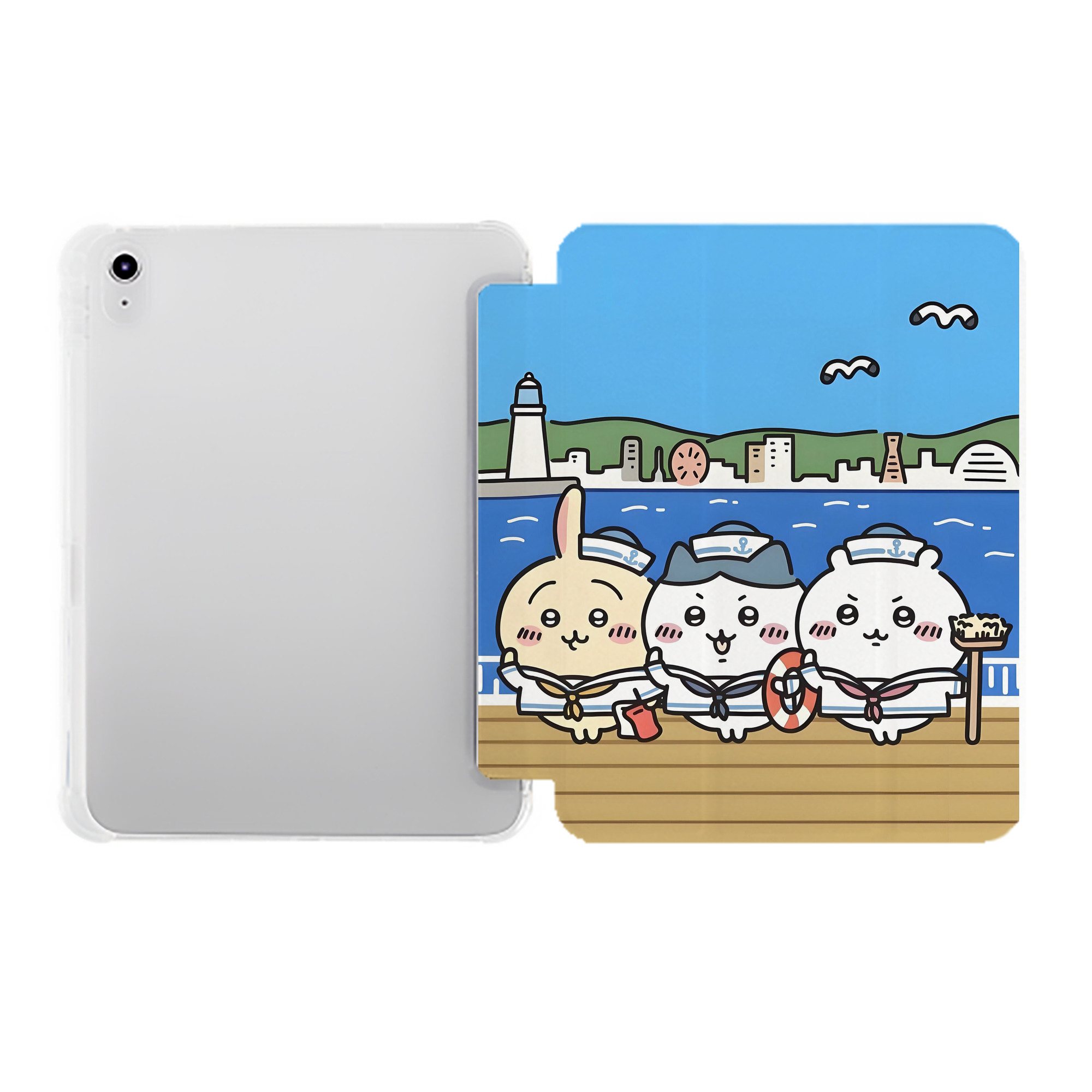 （画像用） ちいかわ Chii-kawa IPad ケース ペン収納付き 三つ折りスタンド PUレザー×シリコン 対応機種9.5/10.5/10.9インチ